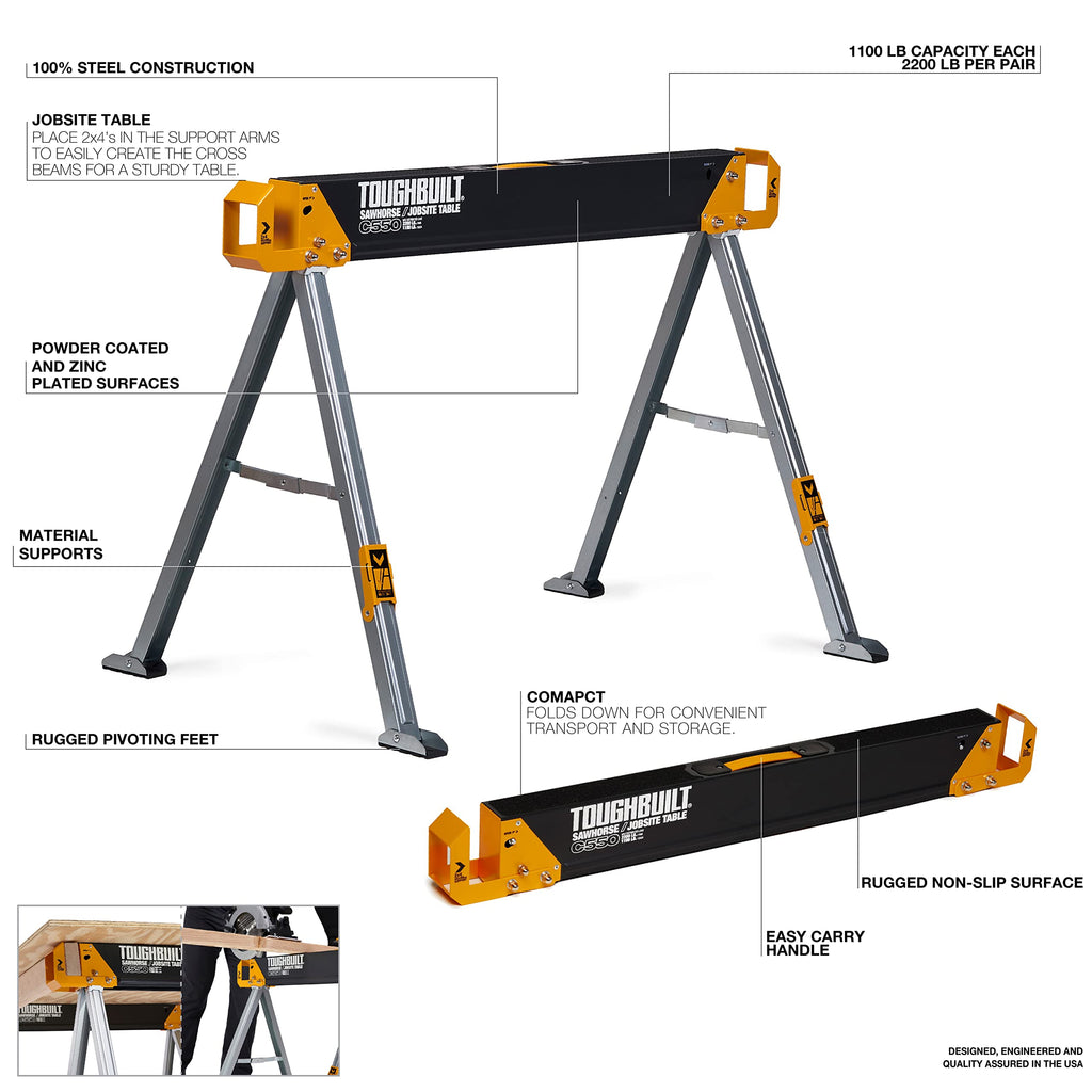 Folding Sawhorse & Jobsite Table 2-Pack G8850