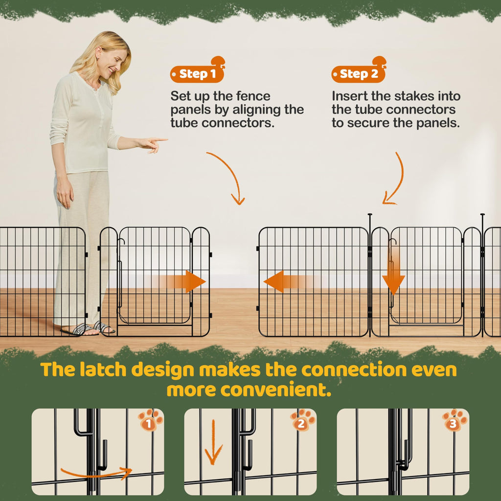 24in 8-Panel Expandable Dog Playpen J3848