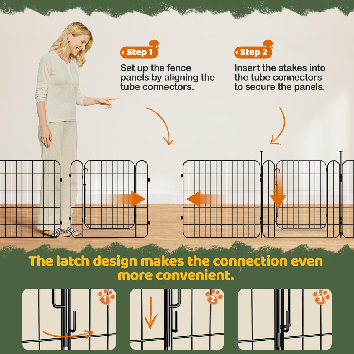 24in 8-Panel Expandable Dog Playpen J3848