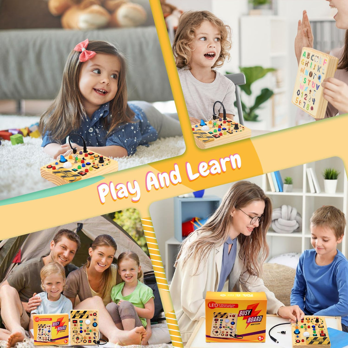 Wooden Sensory Activity Board with LED Light Switches M383