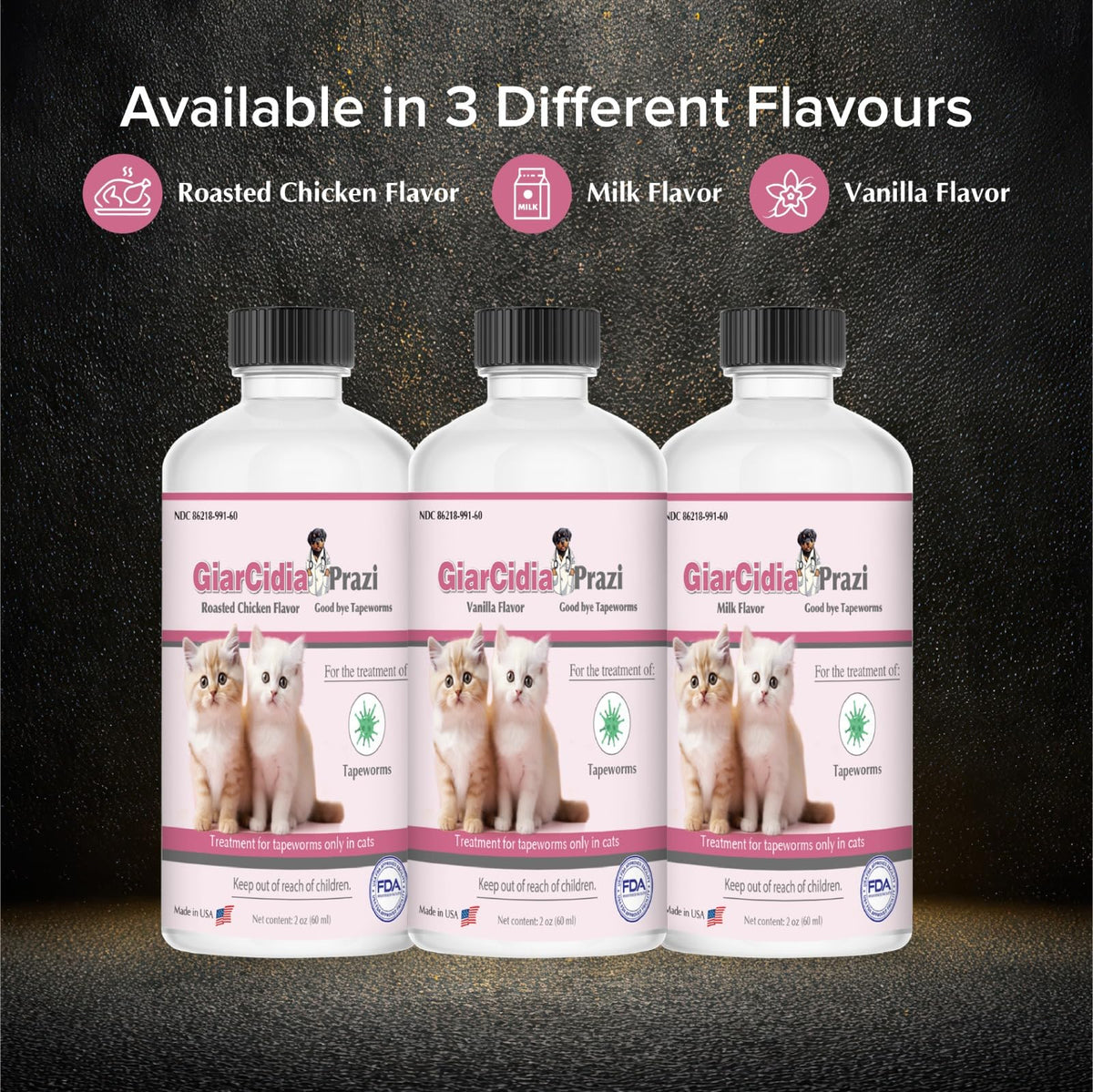 60mls Chicken Flavour Oral Suspension Dewormer J256