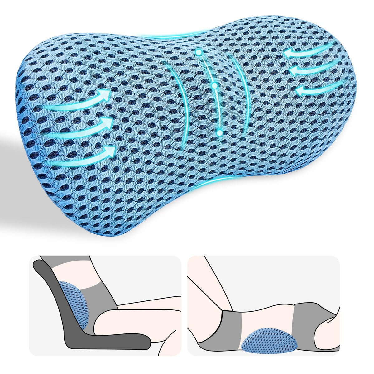 Blue Ergonomic Lumbar Support Pillow G558134