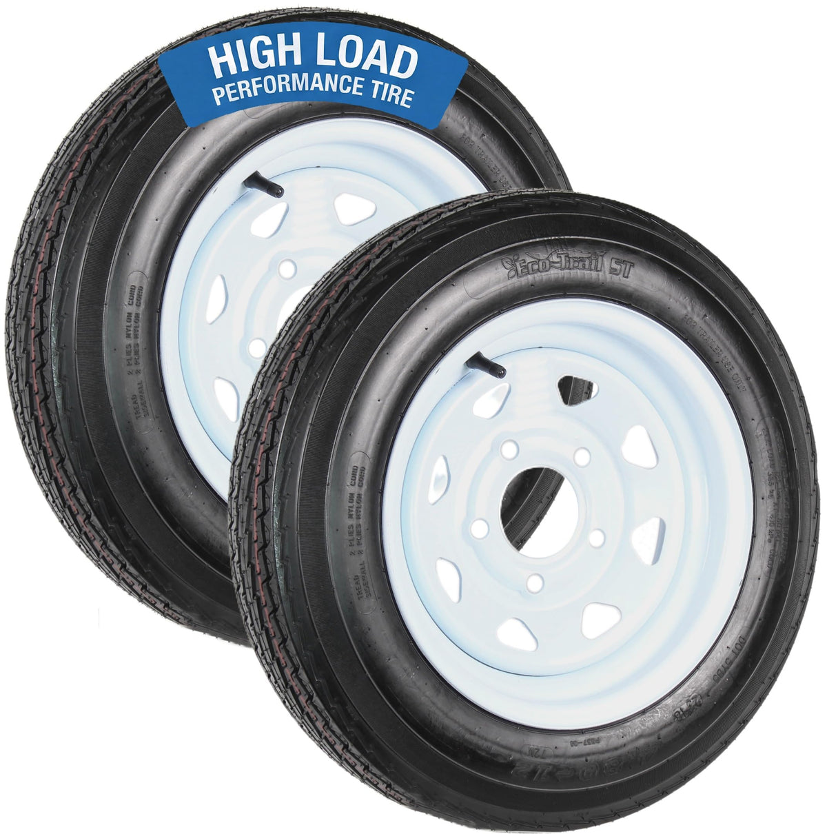 2-Pack Trailer Tire Rim Assembly 4.80-12 Load C 5 Lug N39685