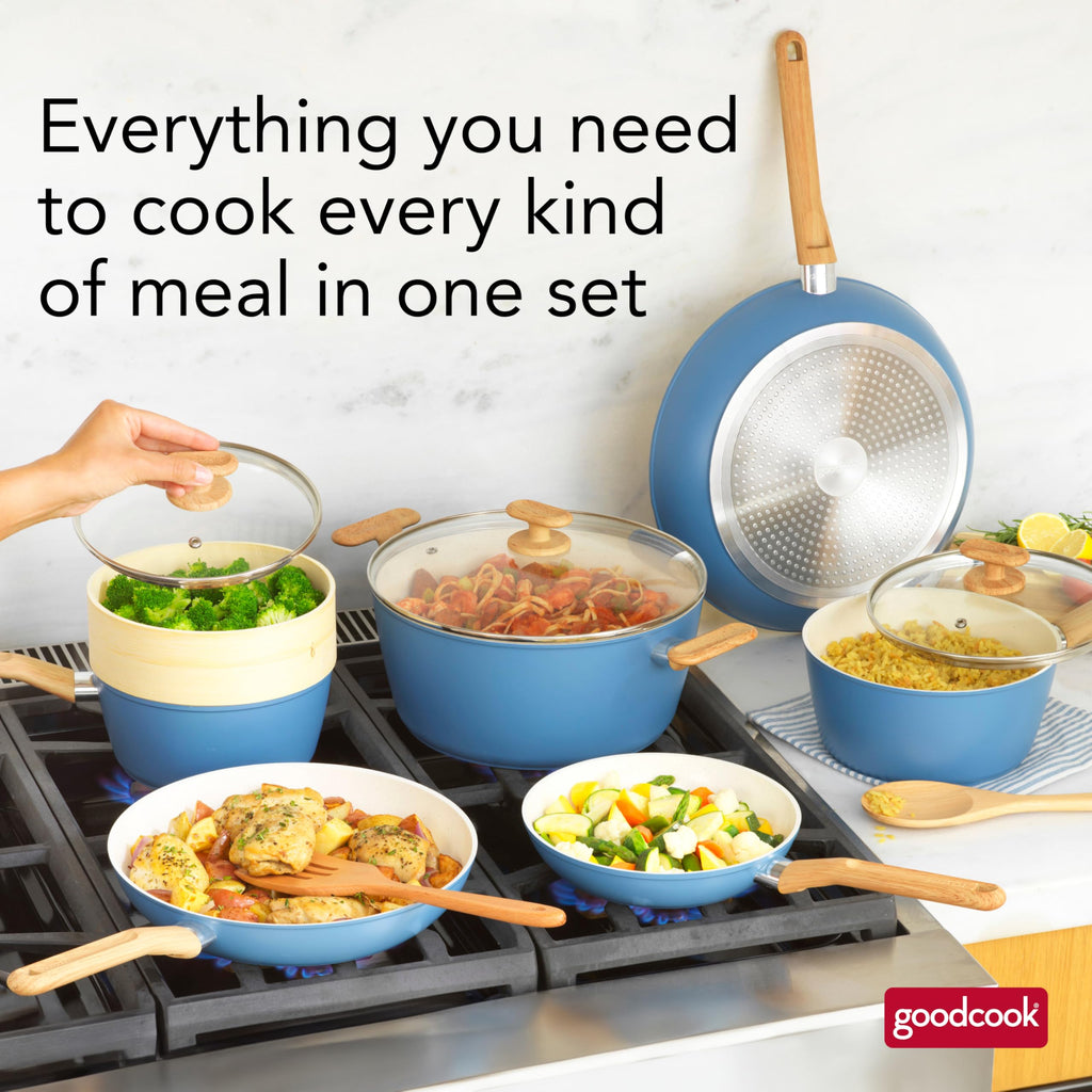 12-Piece Light Blue Ceramic Titanium-Infused Nonstick Cookware Set U118222