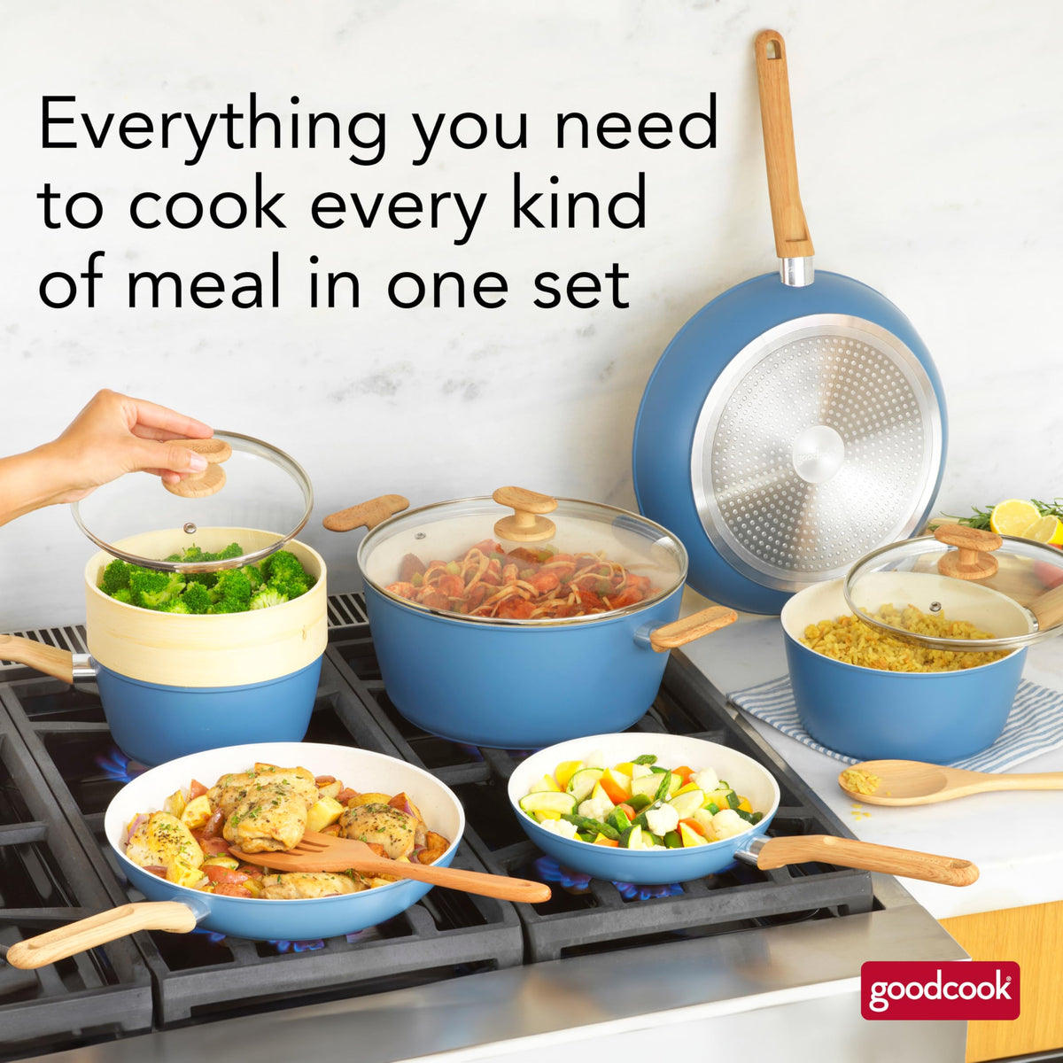 12-Piece Light Blue Ceramic Titanium-Infused Nonstick Cookware Set U118222