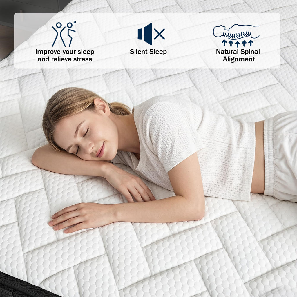 Queen 12 Inch Memory Foam Hybrid Pocket Spring Medium Firm Mattress J72917