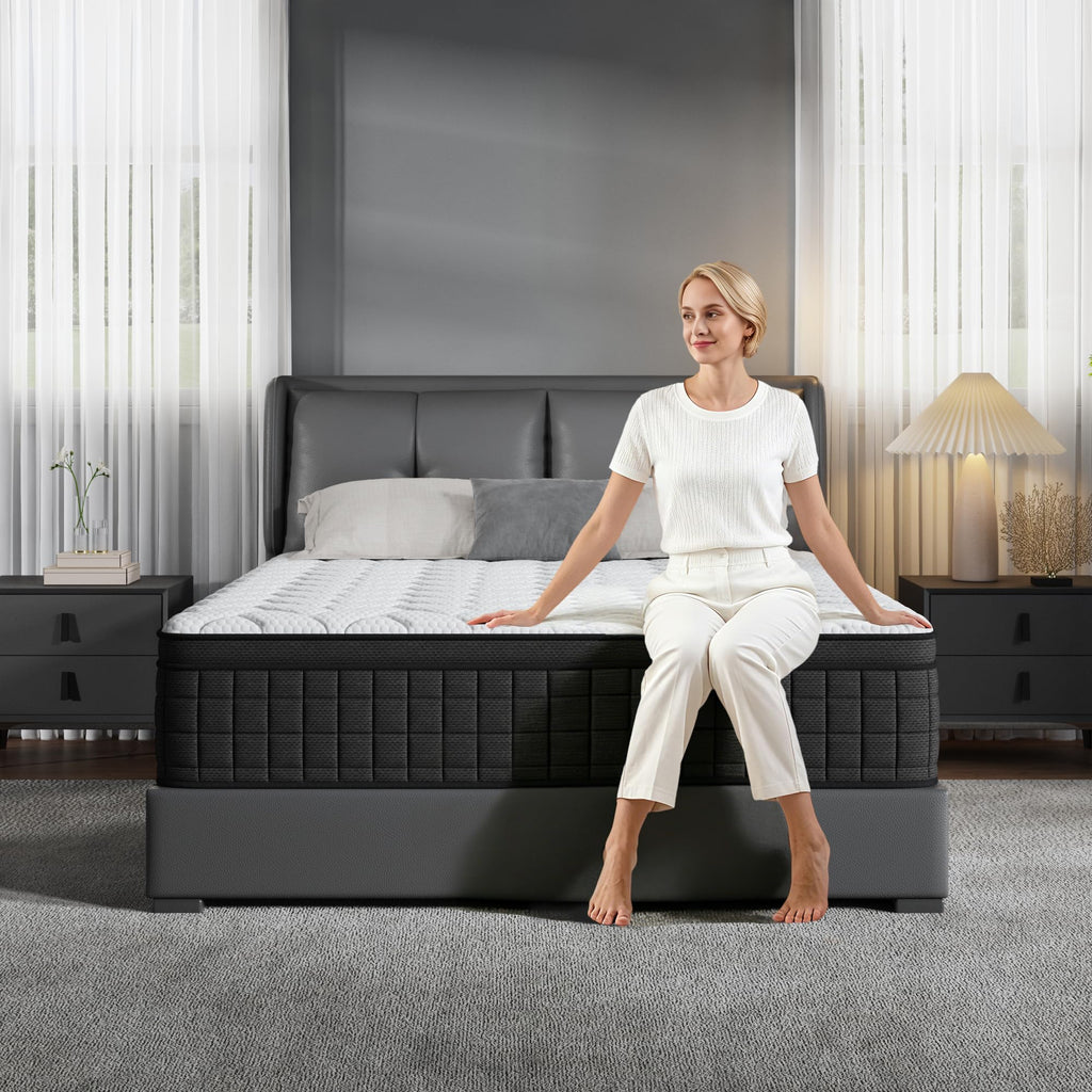 Queen 12 Inch Memory Foam Hybrid Pocket Spring Medium Firm Mattress J72917