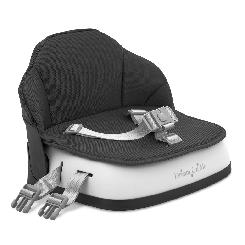 Portable Baby Booster Seat with 3-Point Harness & 2 Fixing Belts, Black I180915