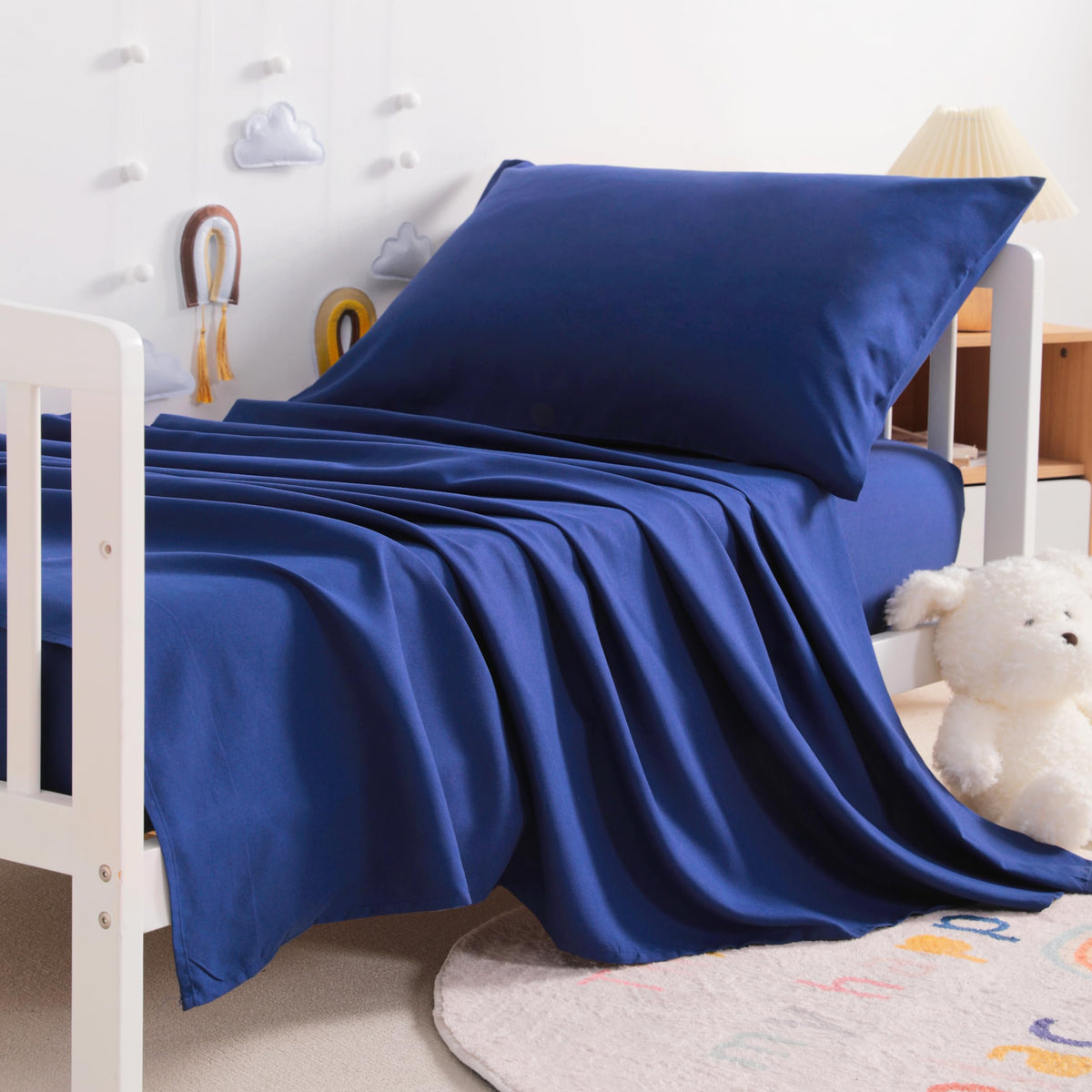 Toddler Microfiber Sheet Set, 3 Piece, Navy Blue J791826