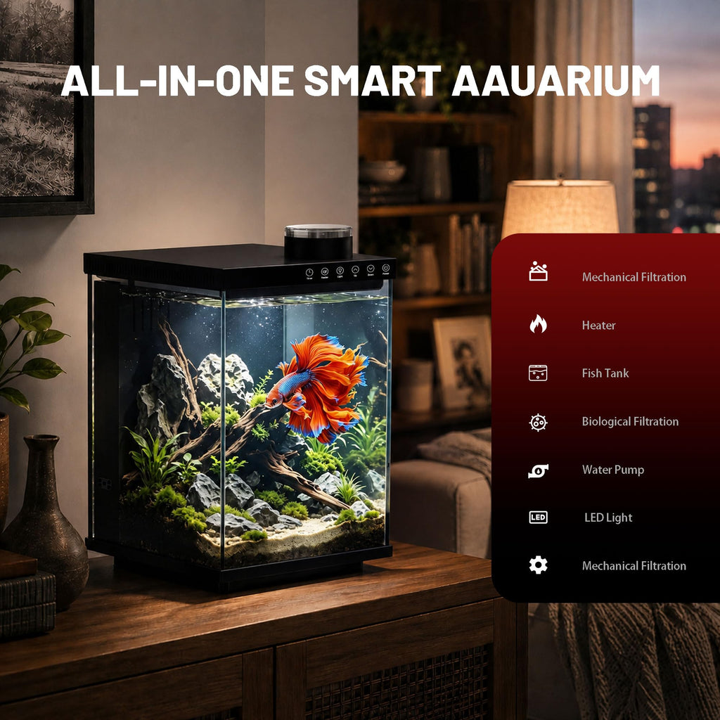 4 Gallon Ultra-Clear Glass Aquarium Kit with Auto Feeder B5728