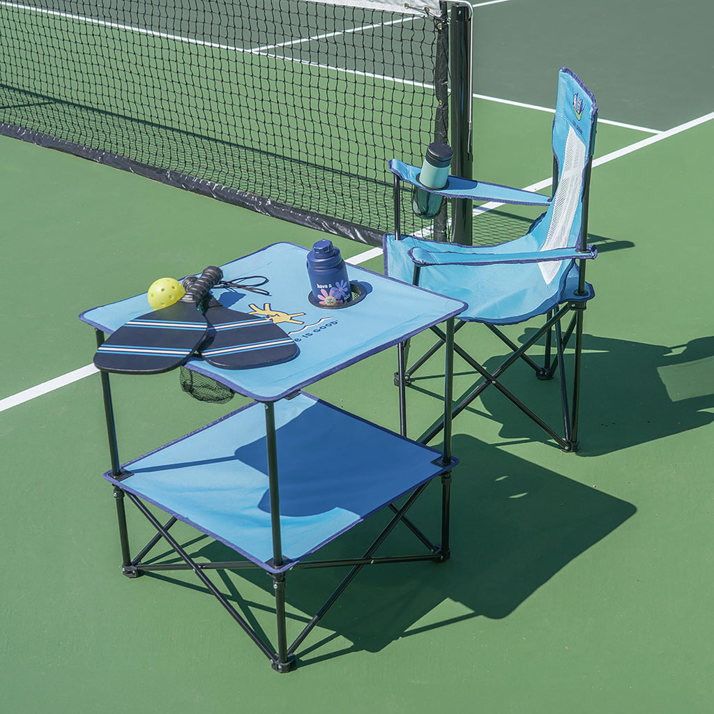 22” Square Compact Outdoor Folding Table with Cup Holders and Carry Bag R18777