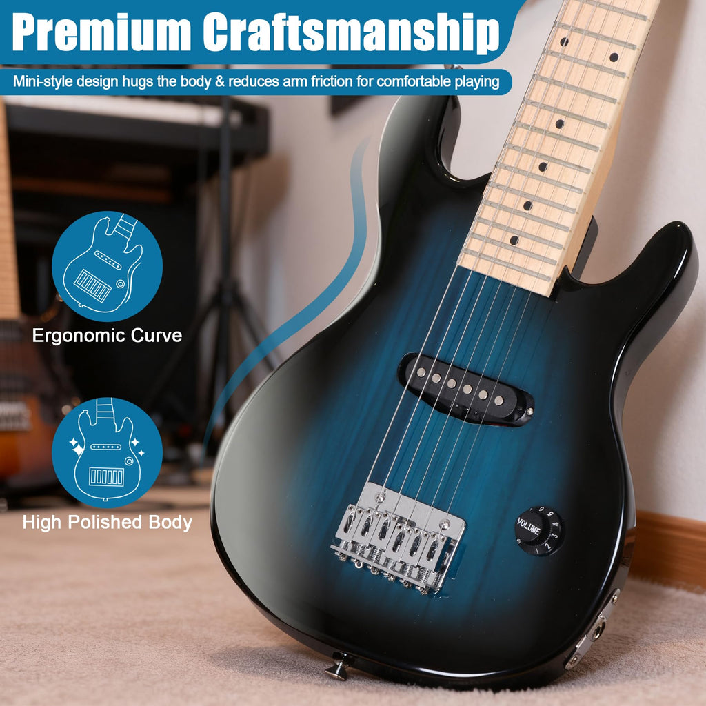 30" Blue Electric Guitar Beginner Kit with Amp and Bag A8365