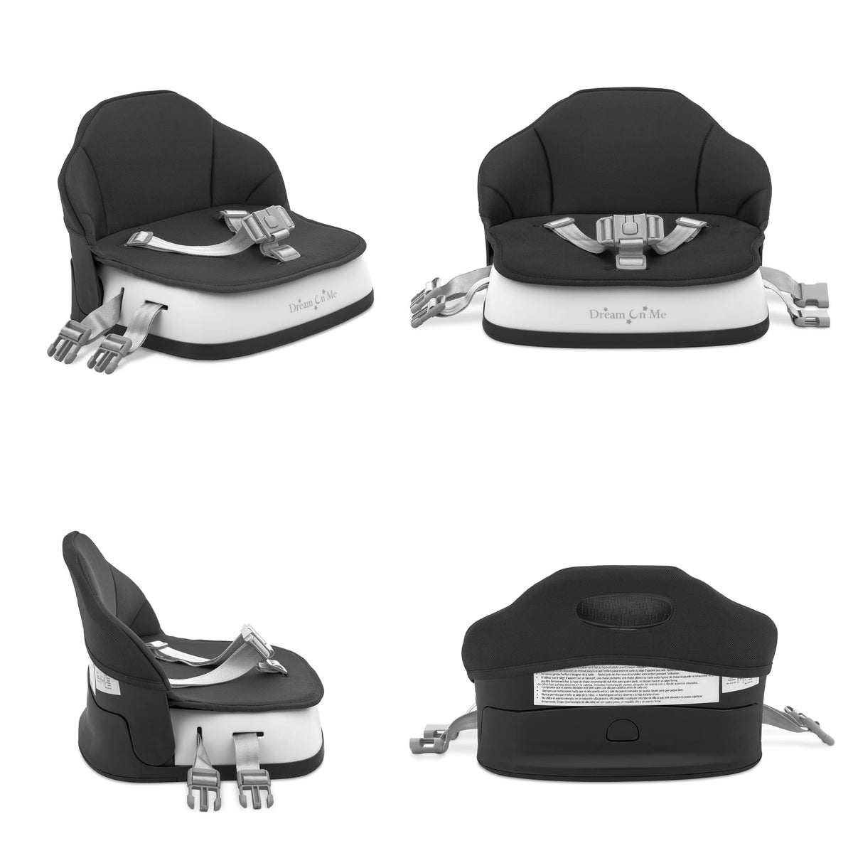 Portable Baby Booster Seat with 3-Point Harness & 2 Fixing Belts, Black I180915