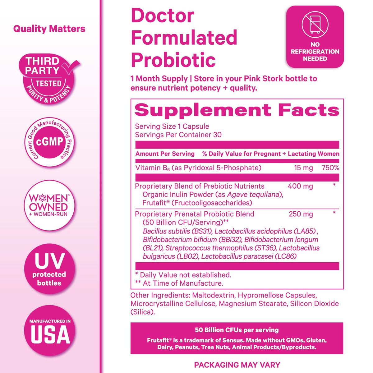 Prenatal Probiotic 50 Billion CFU 30 Capsules J678117