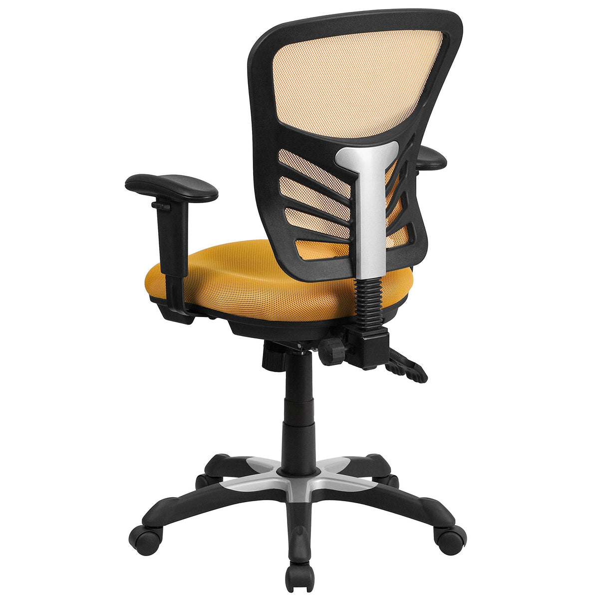 Yellow-Orange Mesh Ergonomic Office Chair with Adjustable Arms V281488