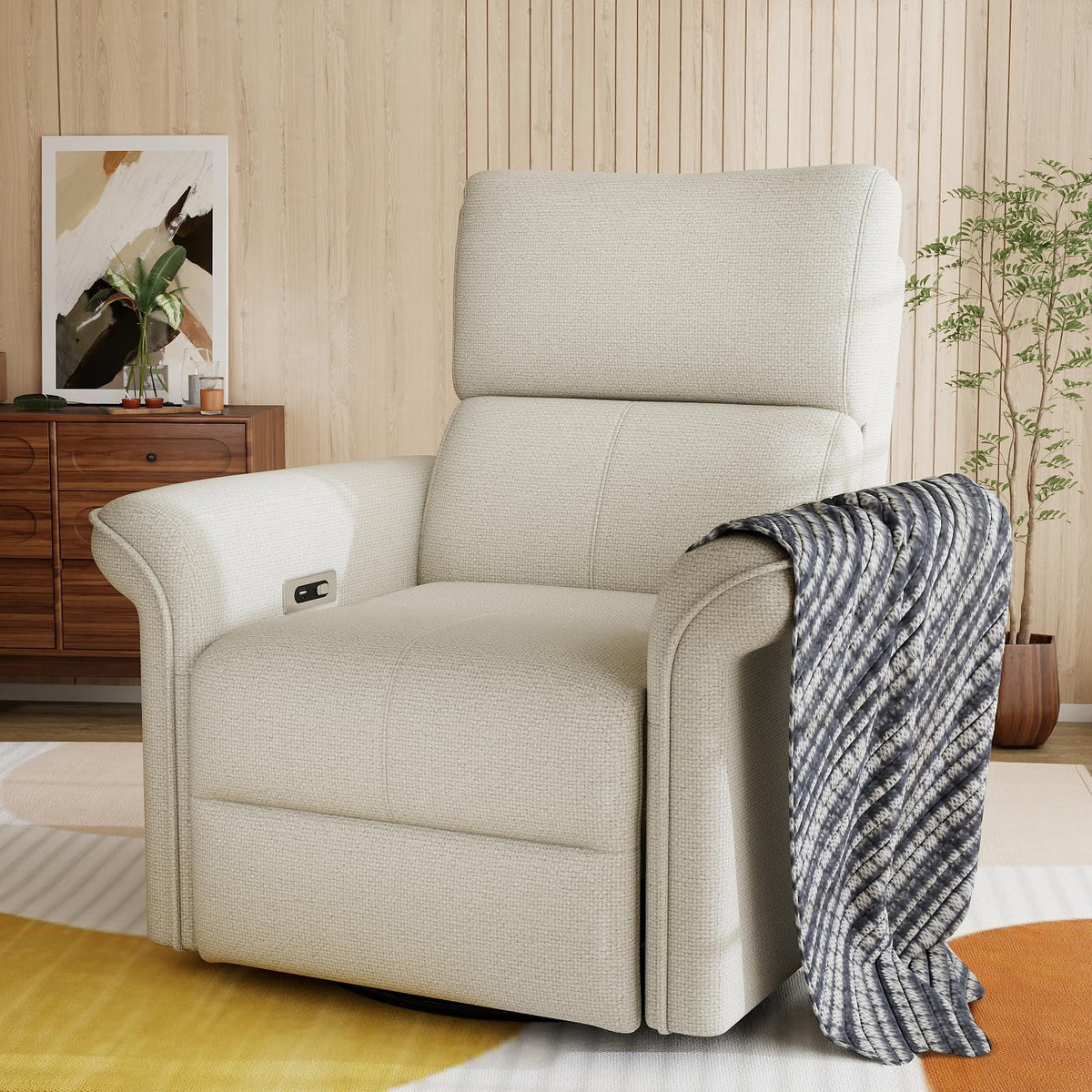 Fabric Light Gray Swivel Rocker Recliner Chair K93687