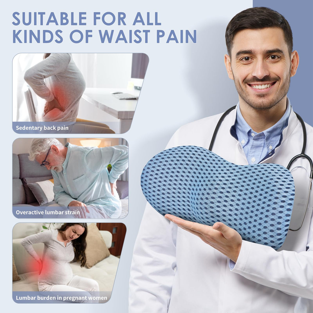 Blue Ergonomic Lumbar Support Pillow G558134