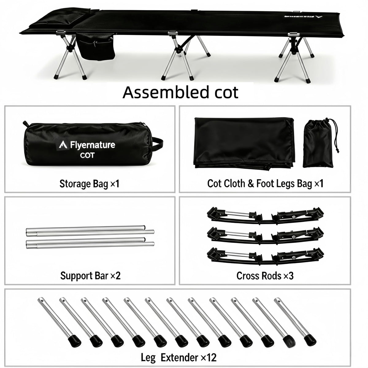 Lightweight Foldable Camping Cot 300 lbs Capacity Y261