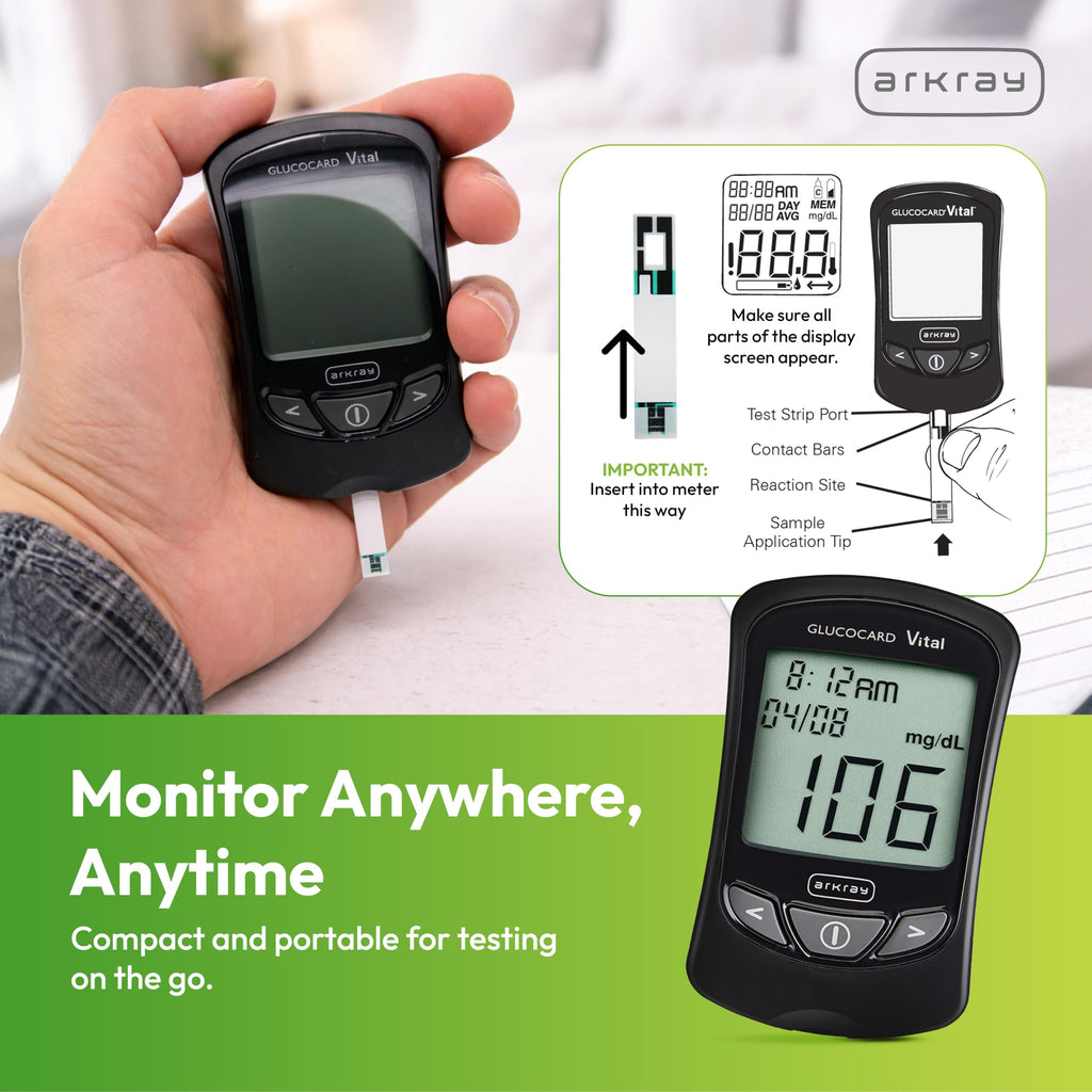 Blood Glucose Monitor Kit with Meter, 10 Test Strips, 10 Lancets & Carrying Case S2073