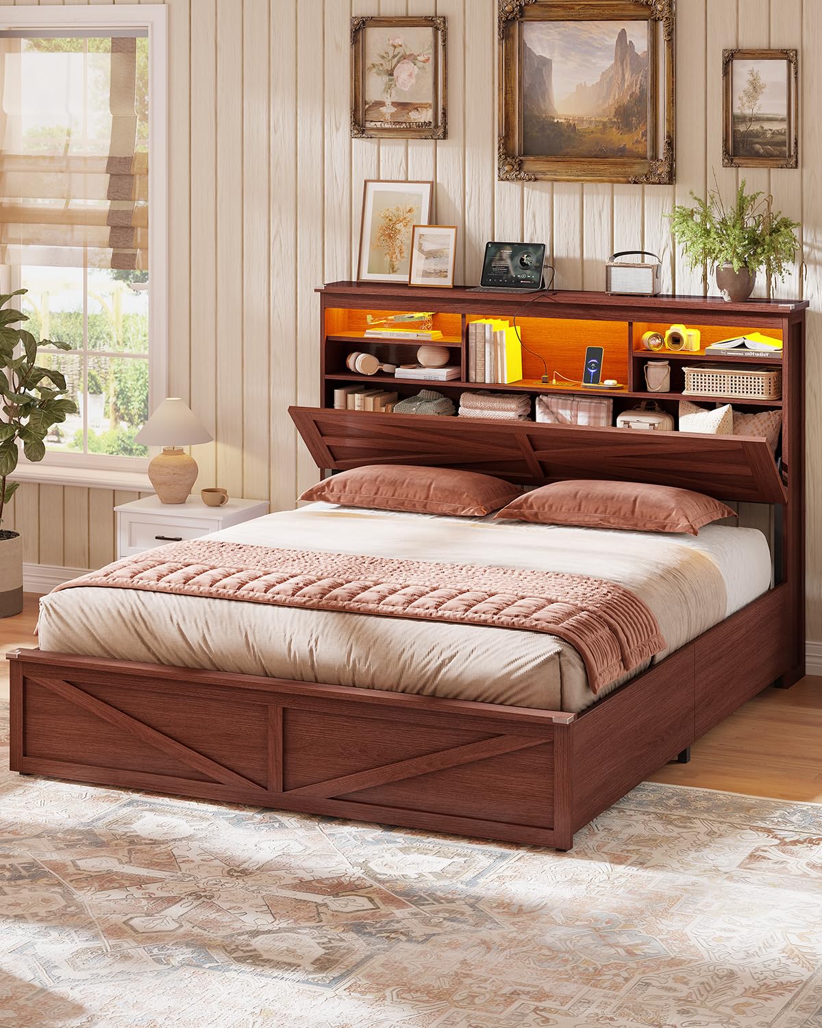 Queen Size Lift Up Storage Bed Frame L979