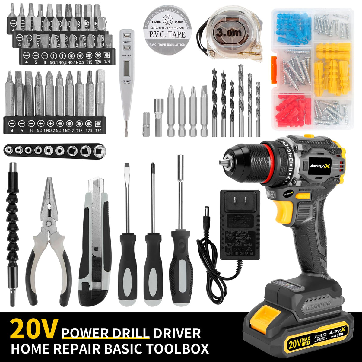 Brushless Compact Cordless Drill Tool Set 135Pcs A169030