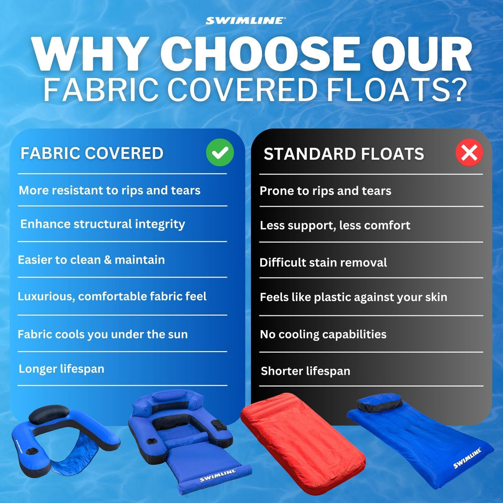 Fabric Covered Inflatable Pool Lounger with Cup Holder R950289