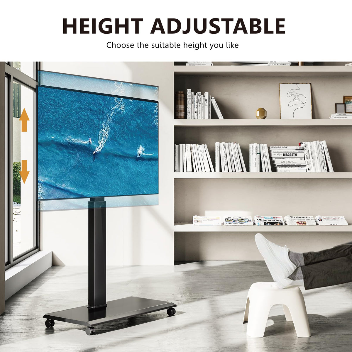 Rolling TV Stand with Rotation Function for 32-75 Inch TVs, Black N14783