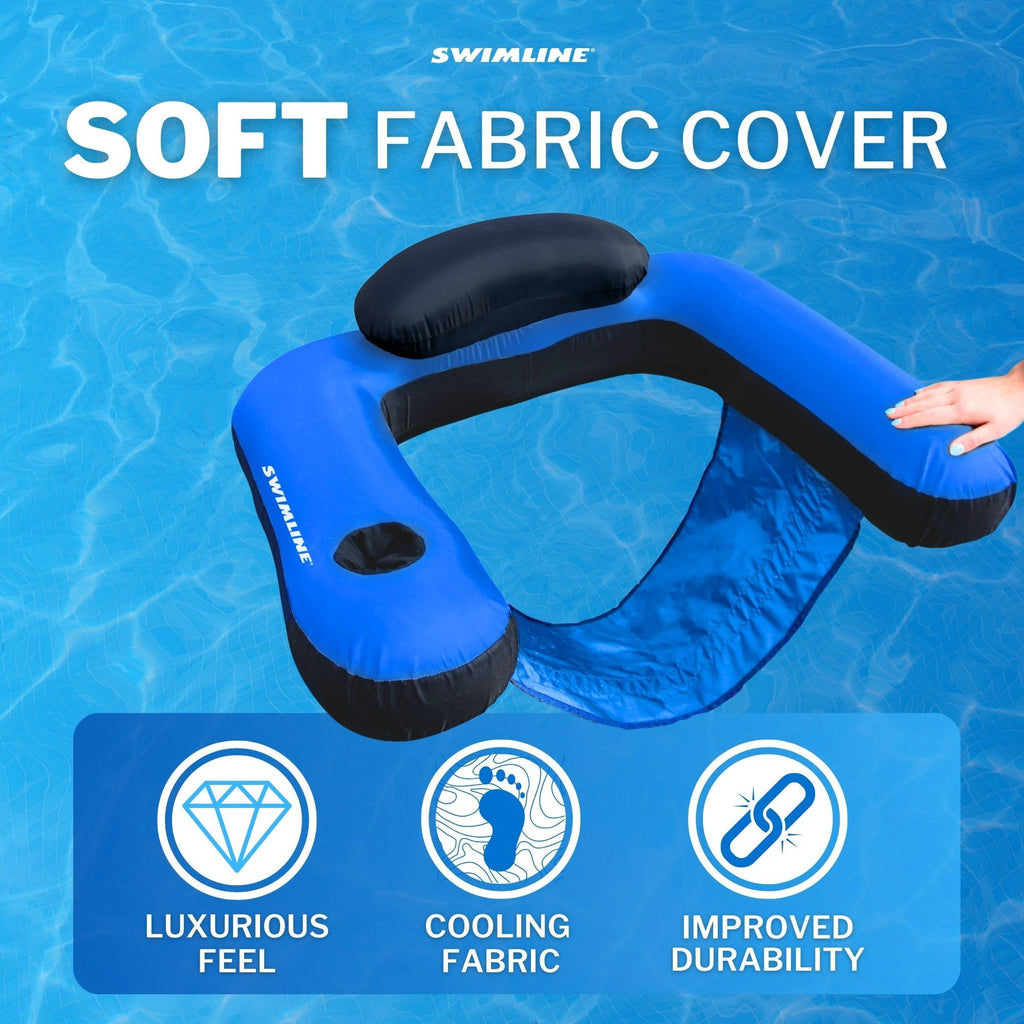 Fabric Covered Inflatable Pool Lounger with Cup Holder R950289