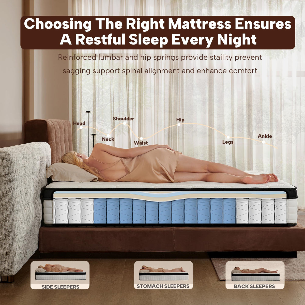 Full Size 12 Inch Memory Foam Pocket Spring Medium Firm Mattress L6302
