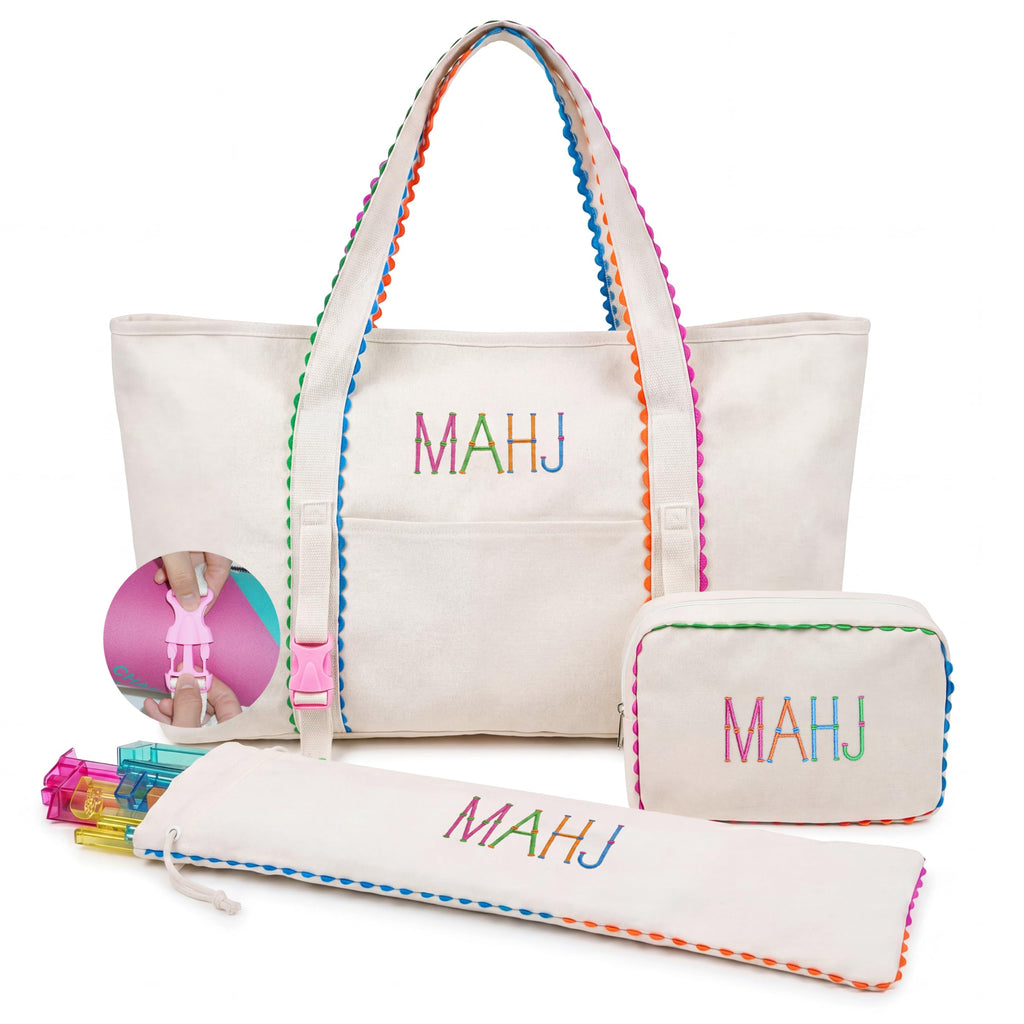 3 Pcs Canvas Mahjong Bag Set L319912