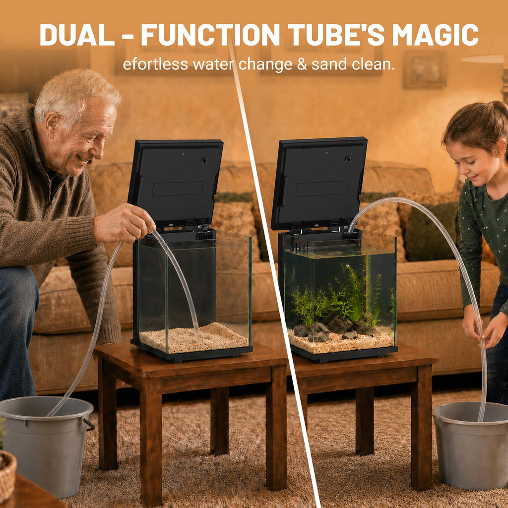 4 Gallon Ultra-Clear Glass Aquarium Kit with Auto Feeder B5728