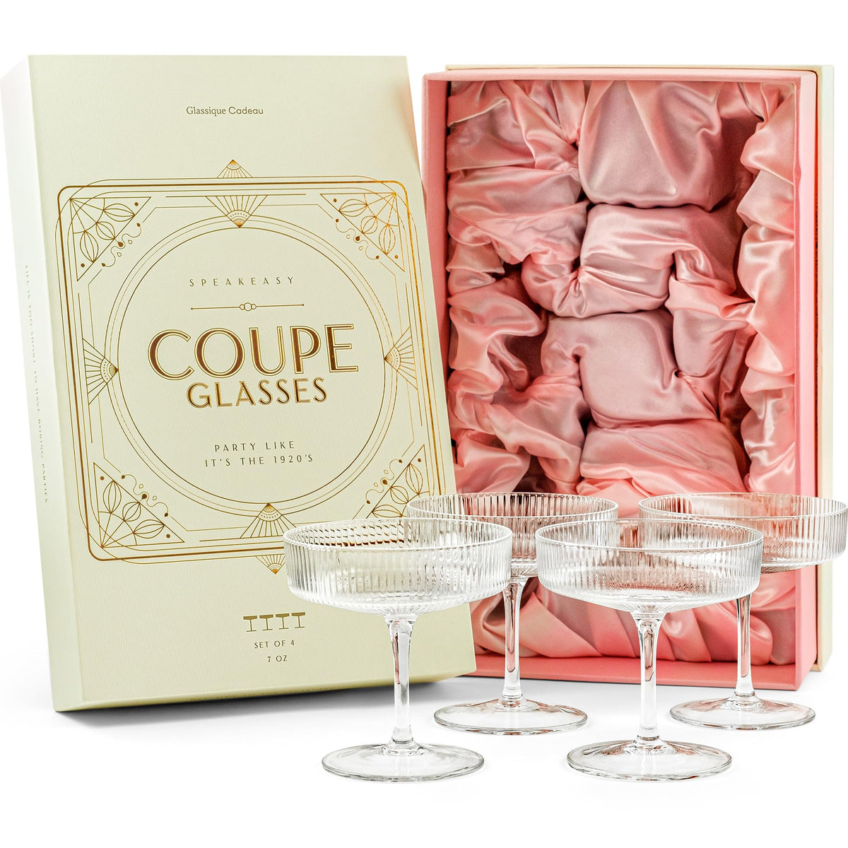 Set of 4 7 oz Coupe Cocktail Glasses with Stems P822894