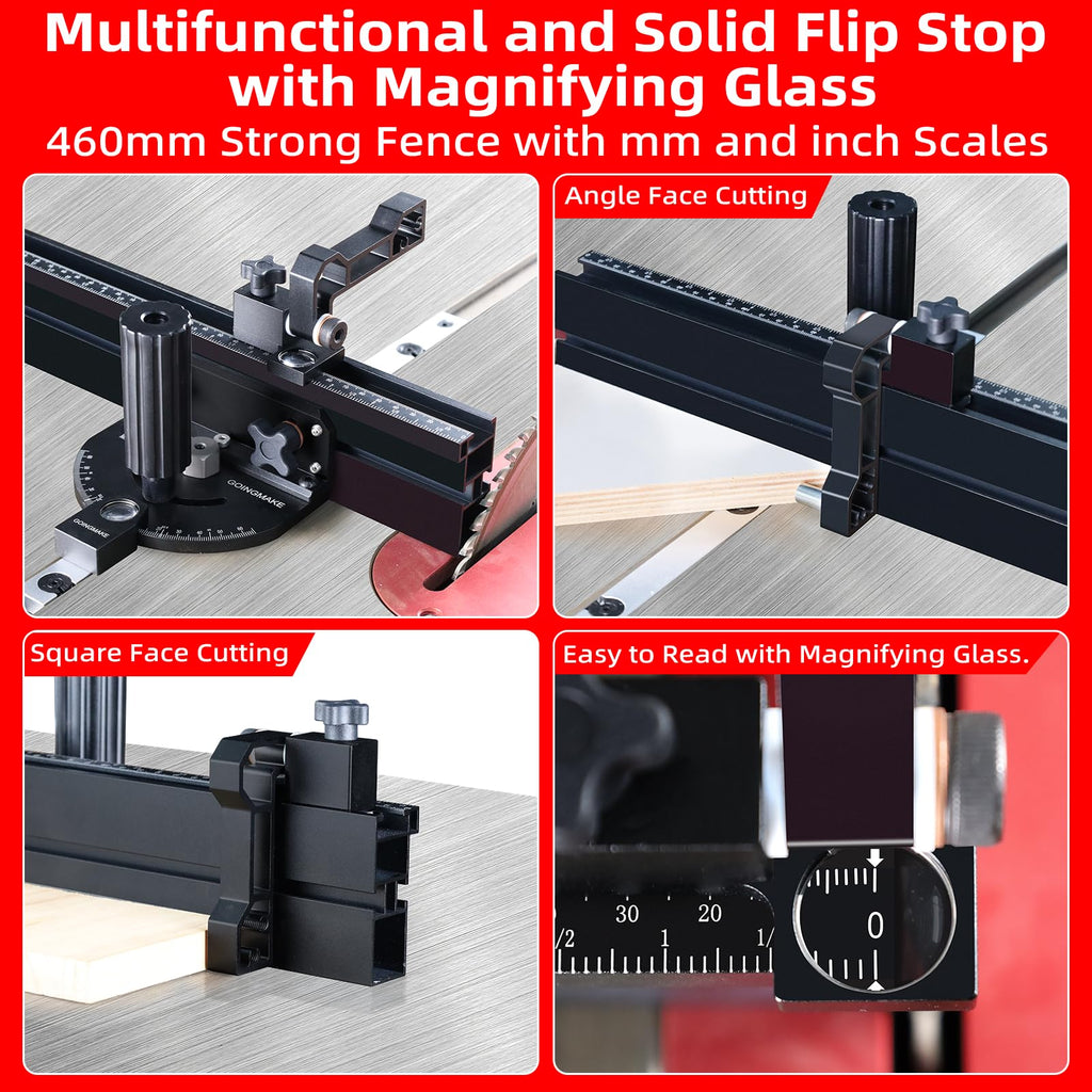Portable Table Saw Miter Gauge with 18 Inch Fence and Flip Stop Y13546