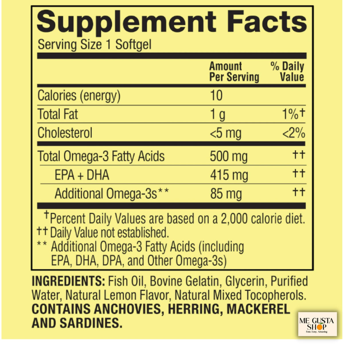 Omega 3 500mg 180 Softgels Fish Oil Dietary Supplements W1280