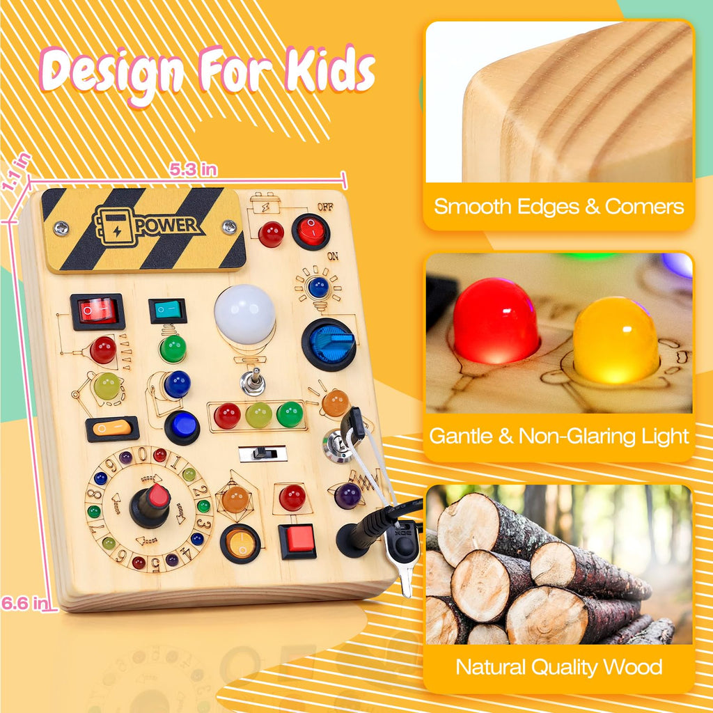 Wooden Sensory Activity Board with LED Light Switches M383