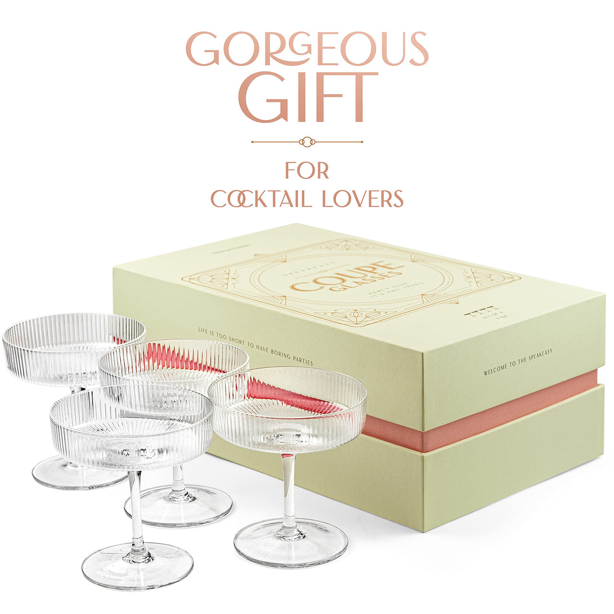 Set of 4 7 oz Coupe Cocktail Glasses with Stems P822894