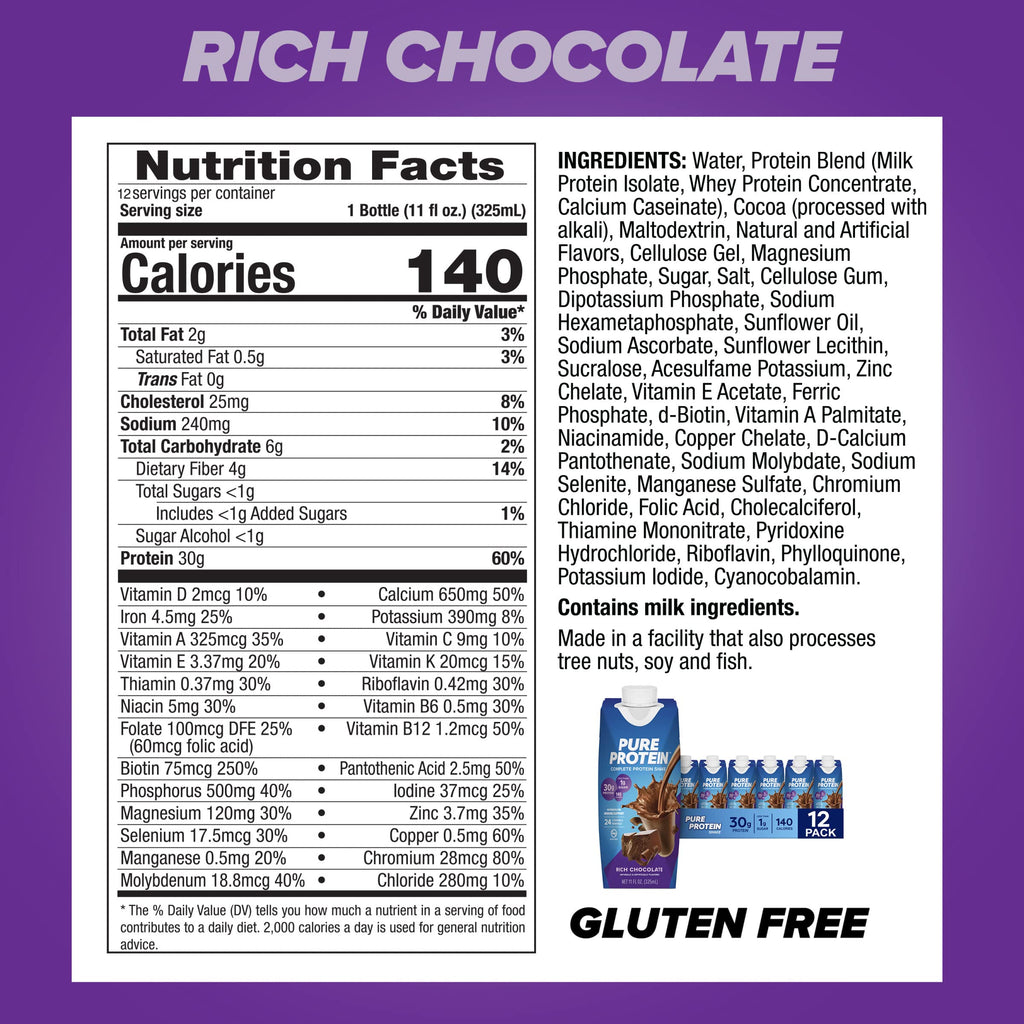 Chocolate Protein Shake 30g Protein 12 Pack Q586