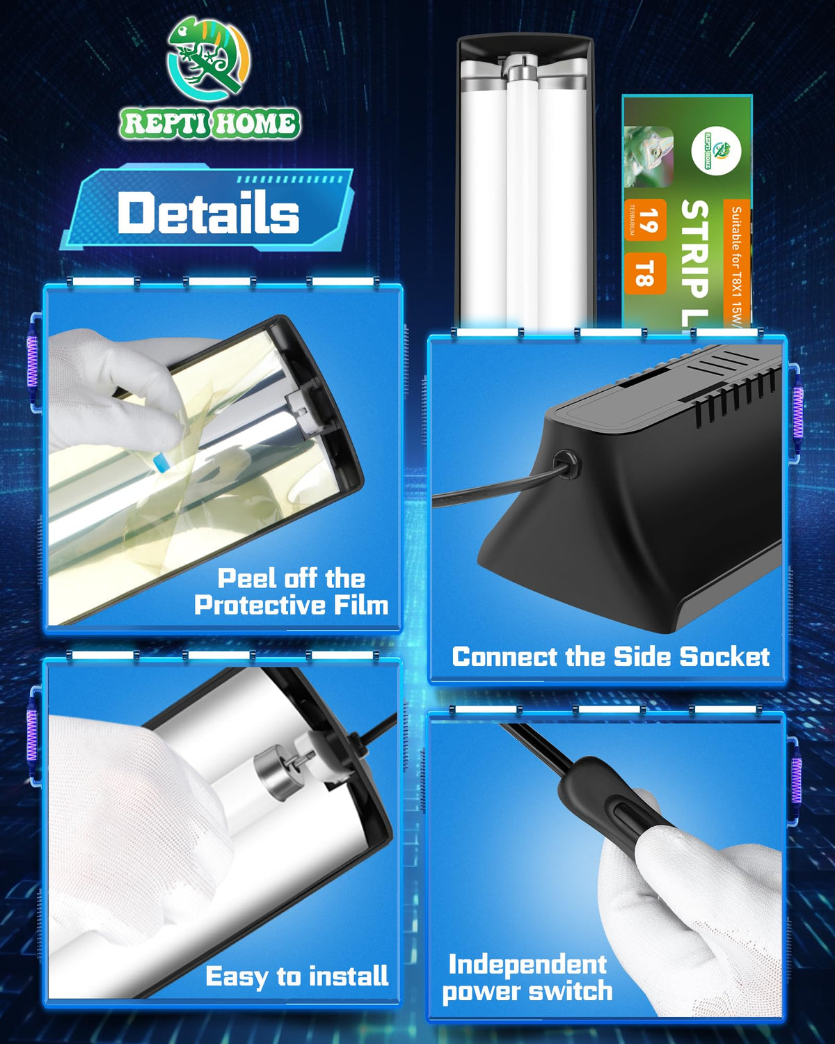 39W UVA UVB Reptile Light Combo Kit with UVB 10.0 Fluorescent Tube P7445