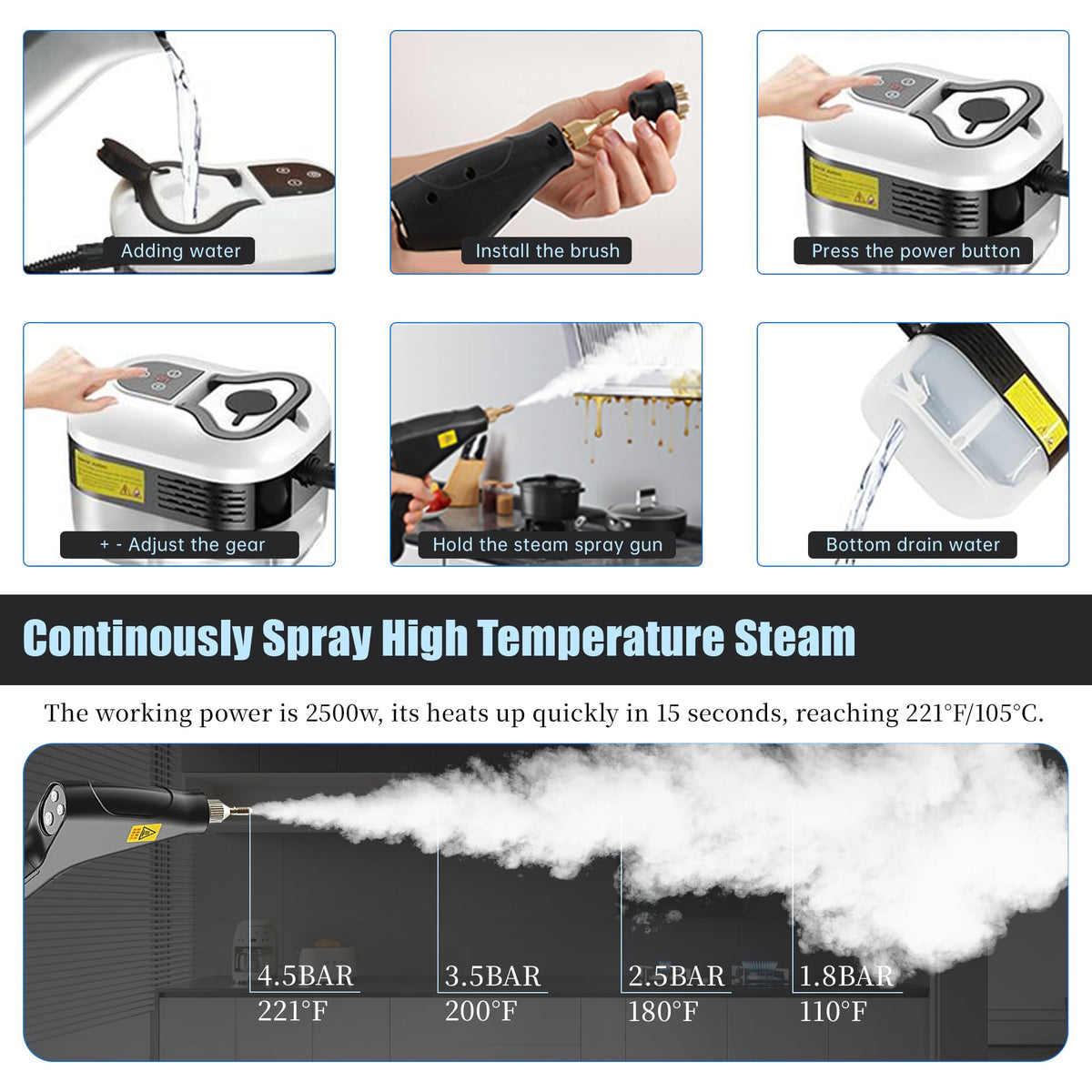 2500W Handheld Steam Cleaner X898