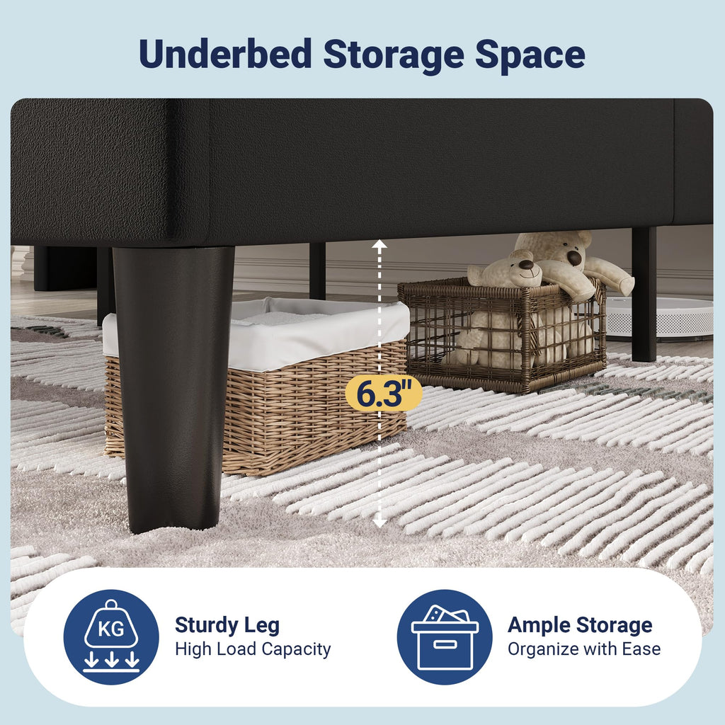 Queen Size Black Velvet Bed Frame with Charging and Shelf F1057