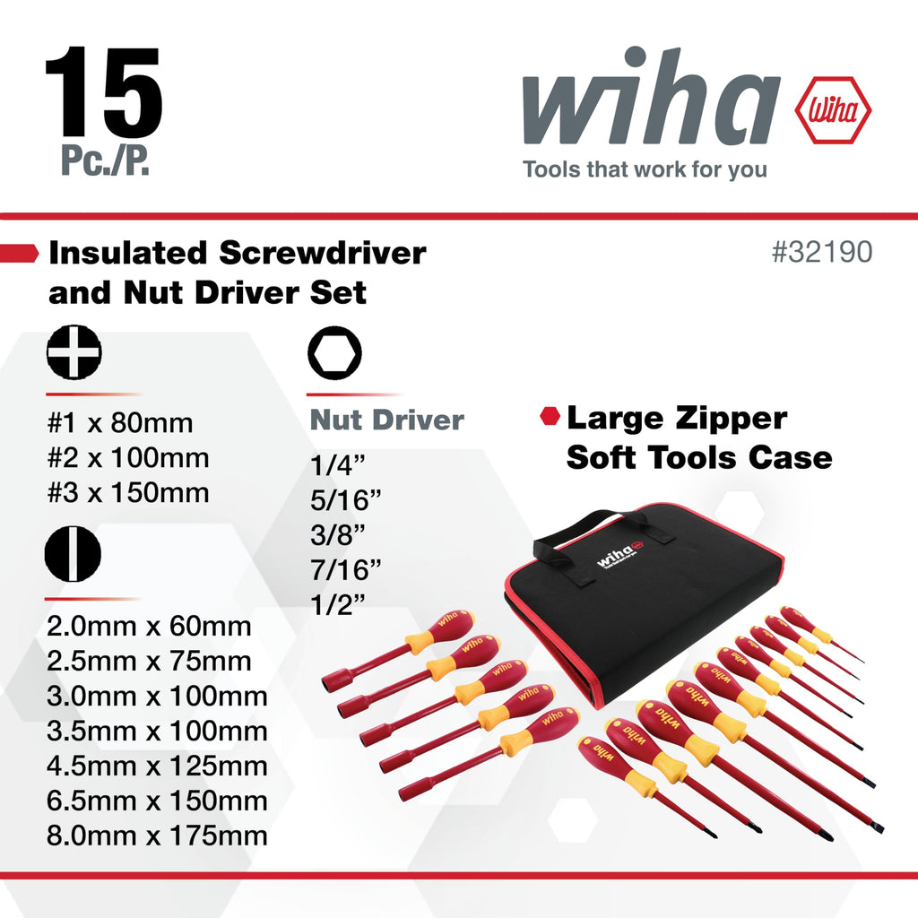 Slotted Phillips Insulated Screwdriver Set 15 Piece P977835