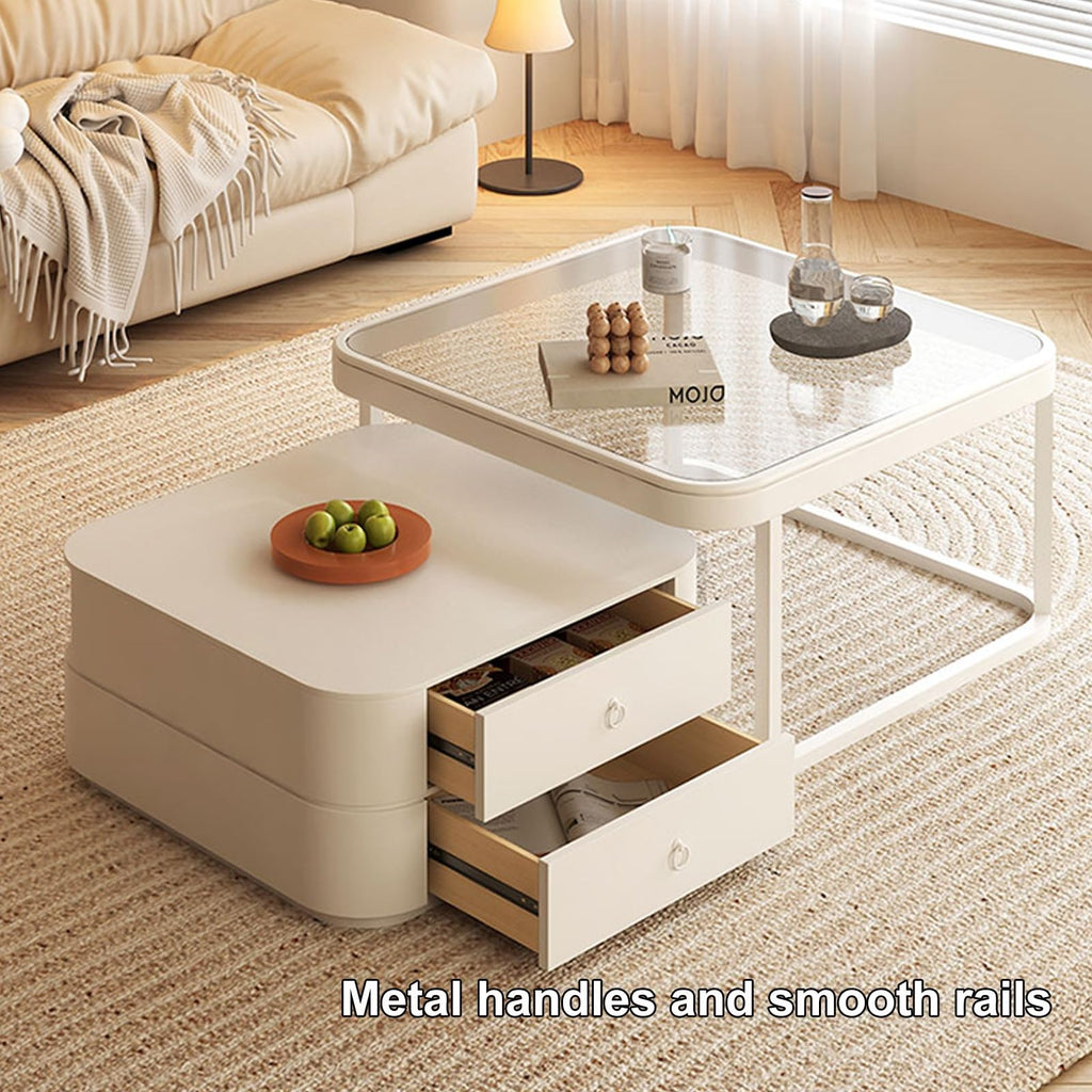 Brown Glass Coffee Table Set of 2 G192