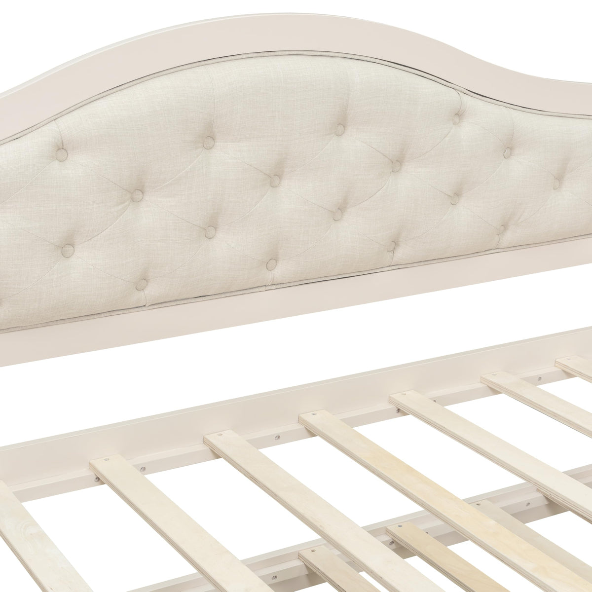 Beige Twin Size Wooden Daybed with Trundle and 2 Drawers S15396