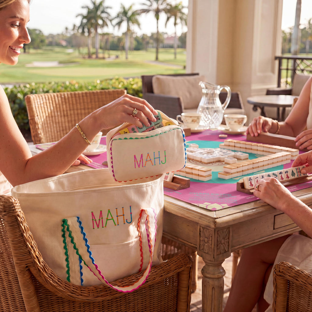 3 Pcs Canvas Mahjong Bag Set L319912