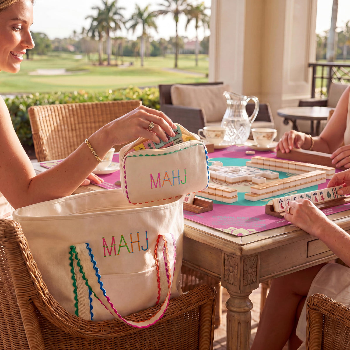 3 Pcs Canvas Mahjong Bag Set L319912
