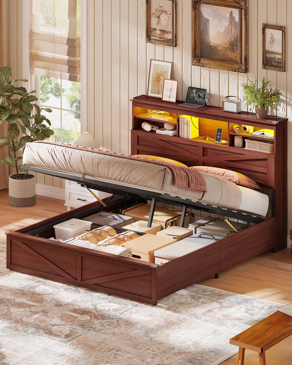 Queen Size Lift Up Storage Bed Frame L979