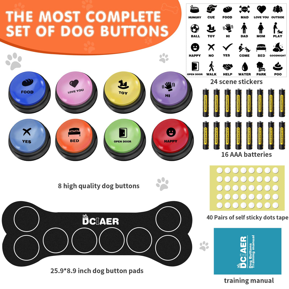 8 Recordable Sound Buttons Dog Training Toy B307998
