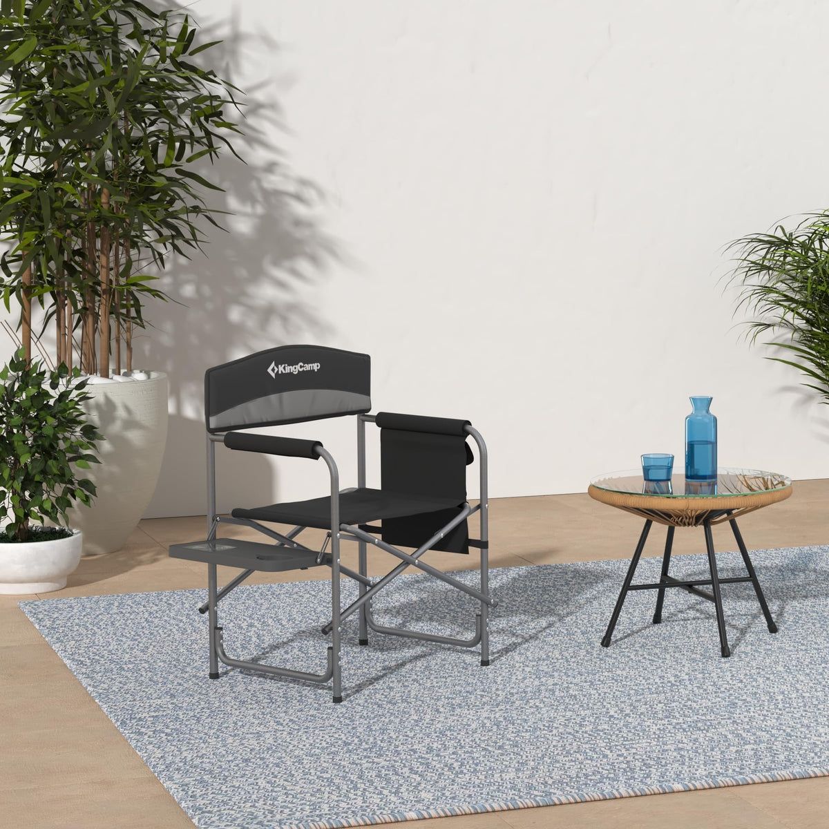 Heavy Duty Padded Folding Camping Chair with Side Table G86571