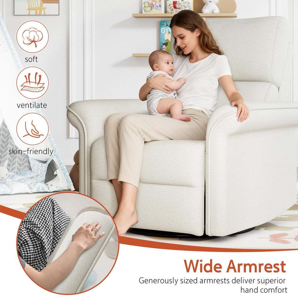 Fabric Light Gray Swivel Rocker Recliner Chair K93687