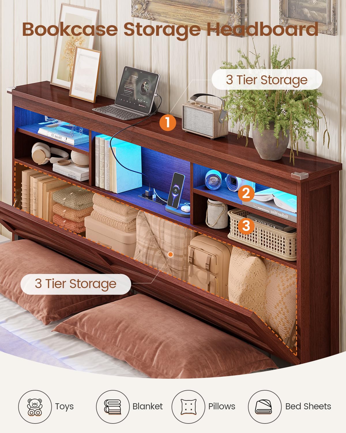 Queen Size Lift Up Storage Bed Frame L979